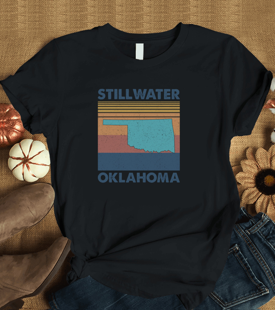 Stillwater Oklahoma Retro Sunset Map T-Shirt