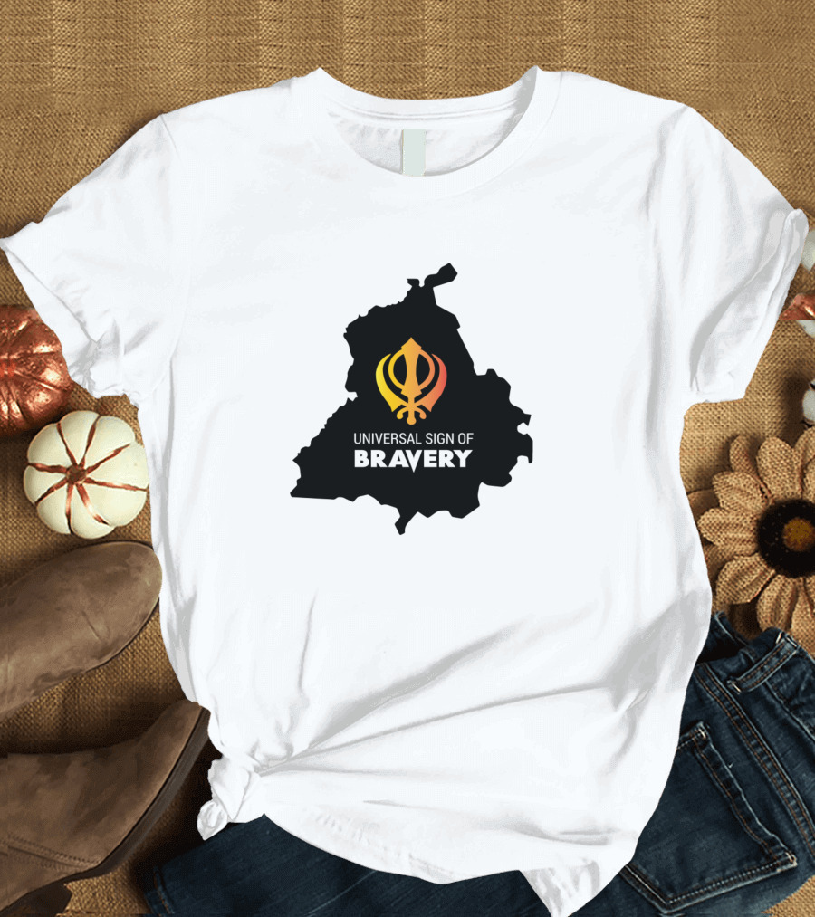 Khanda Universal Sign of Bravery Punjab Map T-Shirt
