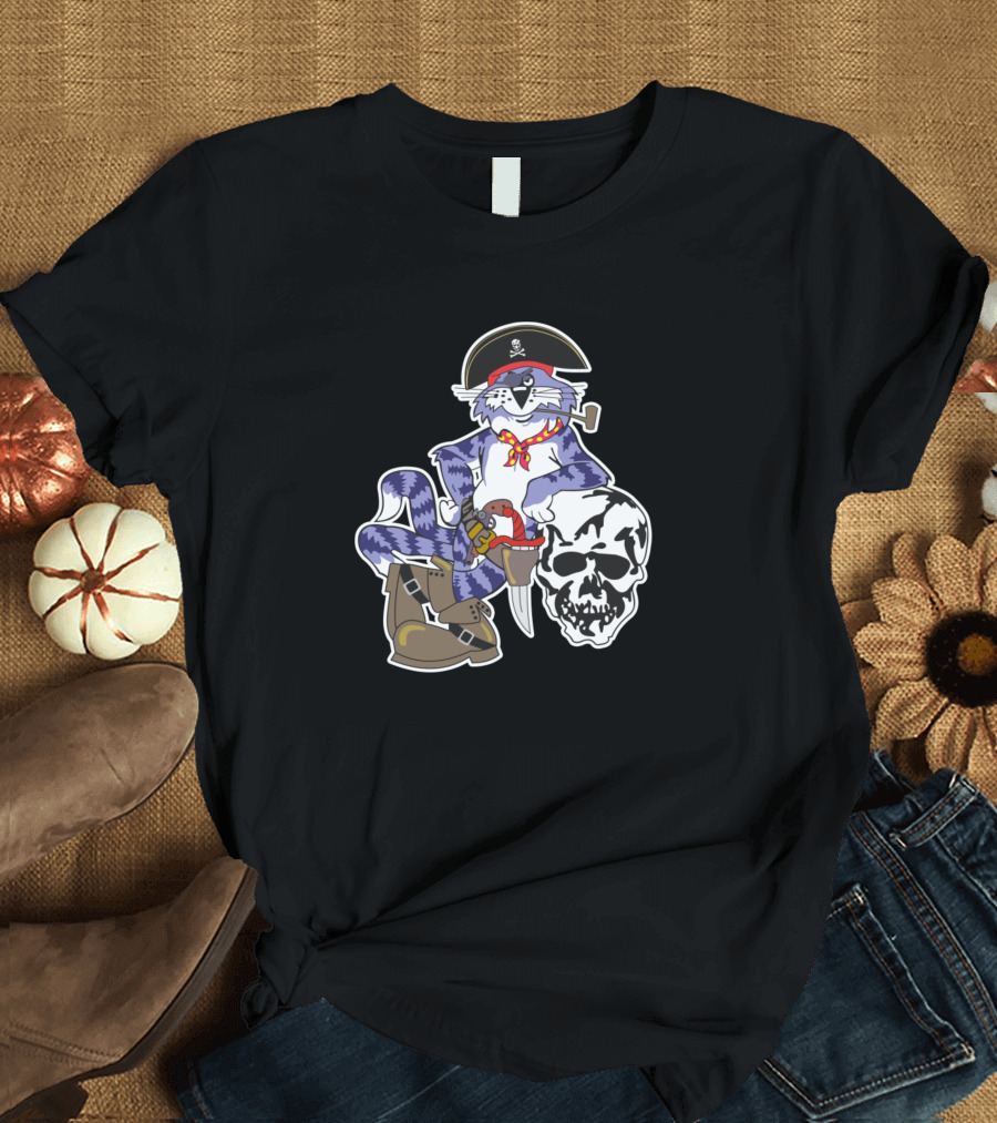 Tomcat Jolly Rogers Fighting 103 Pirate Cat Skull T-Shirt