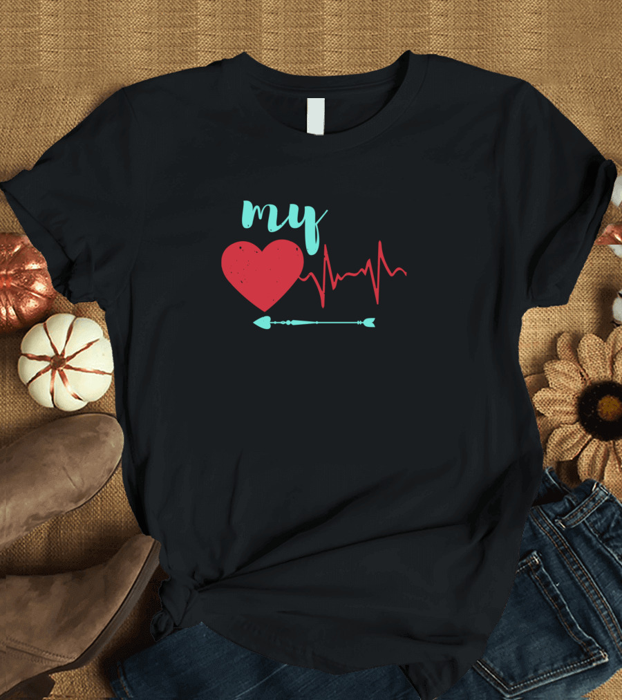 My Heart Beats Arrow EKG T-Shirt