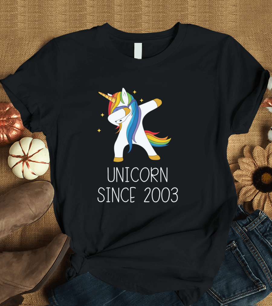 Unicorn Dabbing Since 2003 Rainbow Magic T-Shirt