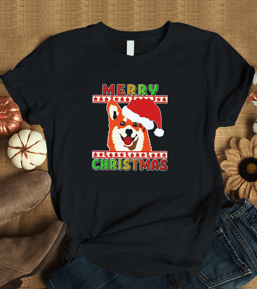 Merry Christmas Funny Corgi Santa Dog T-Shirt