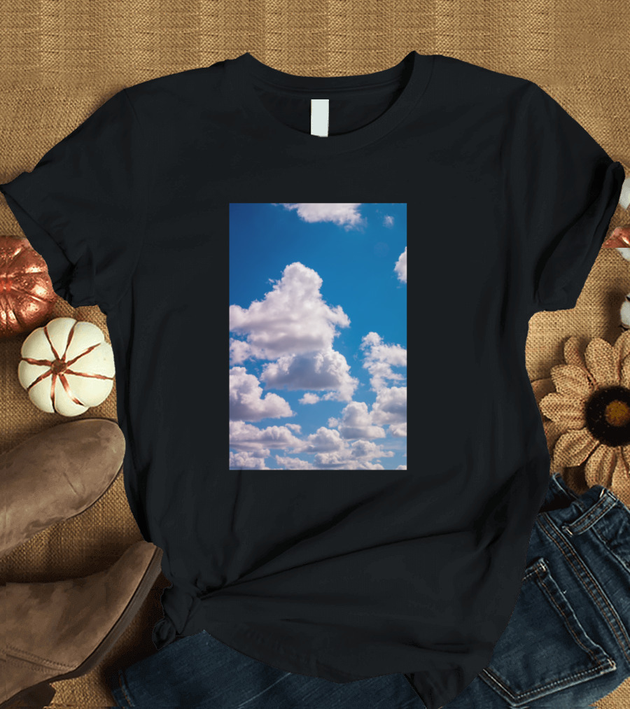 Blue Sky White Clouds Scenic View T-Shirt