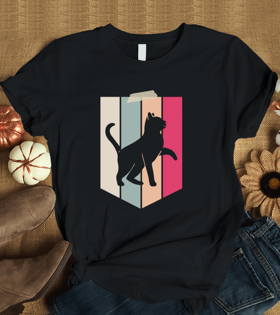 Cat Lovers Cat Vintage Stripes T-Shirt