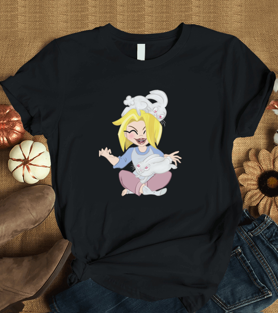 Dc Super Hero Girls Kara Danvers with Cute White Rabbits T-Shirt