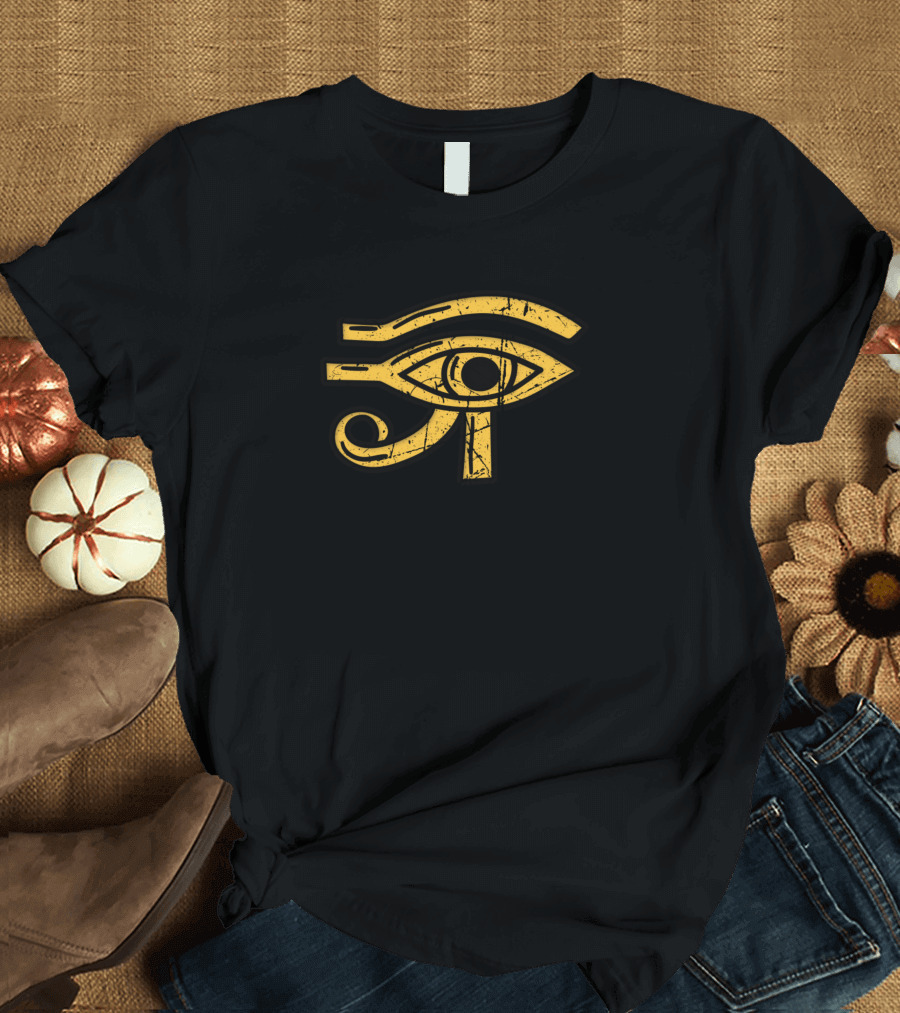 Eye Of Ra Re Egyptian Hieroglyphics Pyramid Symbol Egypt T-Shirt