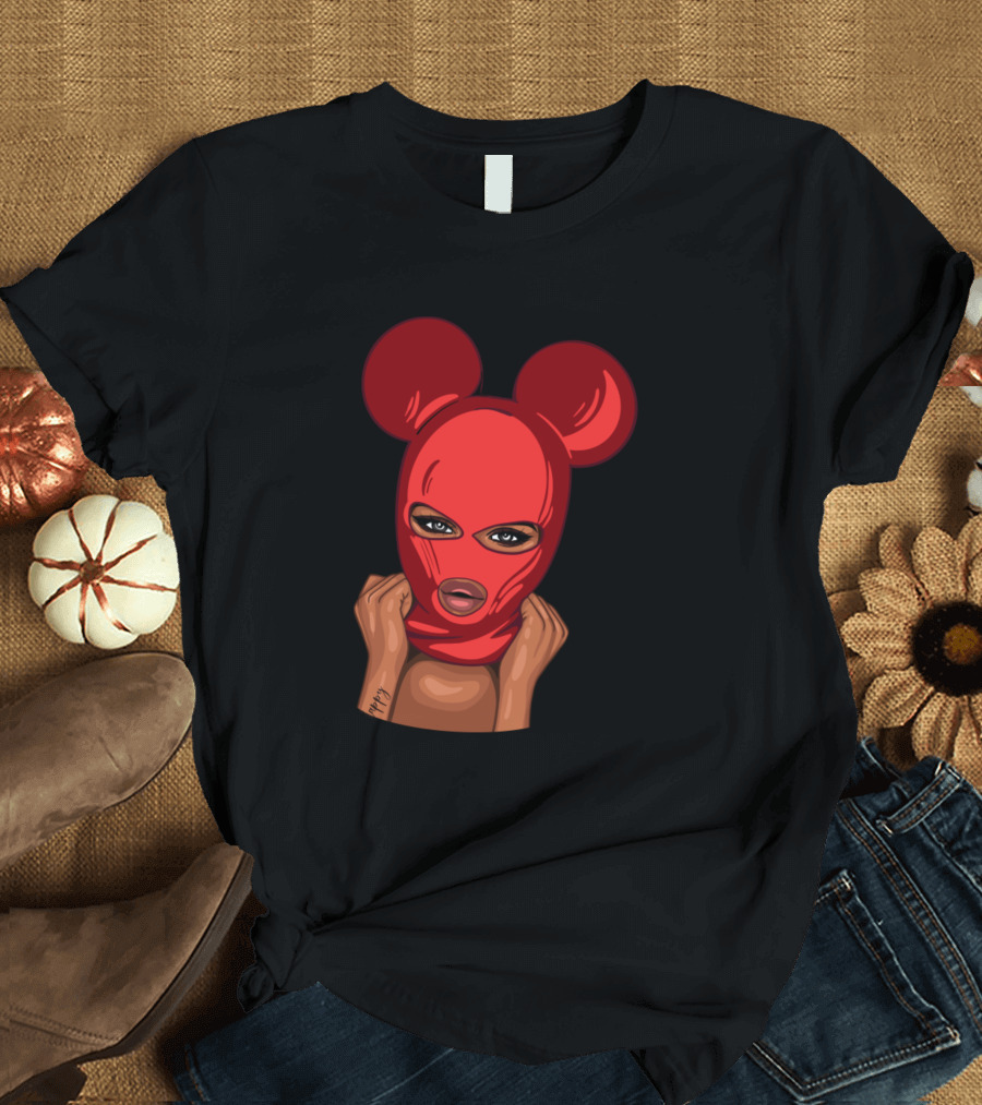 Girl In Red Mouse-Eared Mask T-Shirt