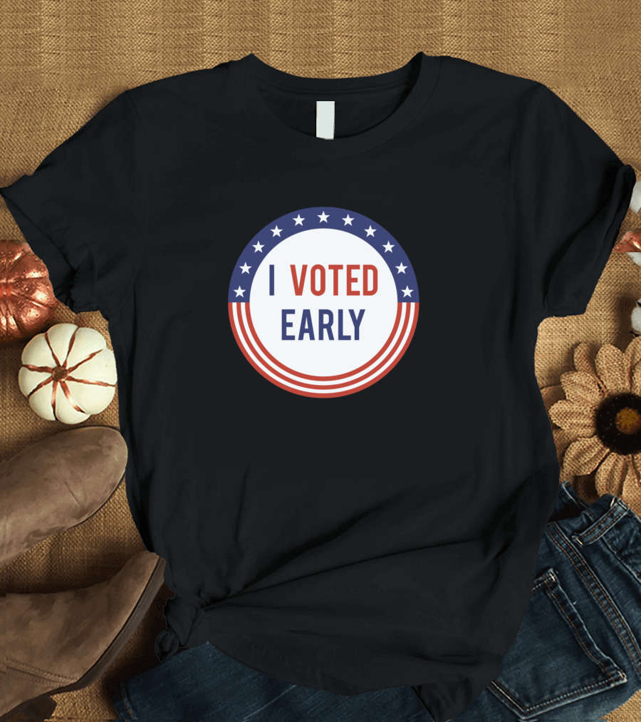 I Voted Early Stars and Stripes Circle Badge T-Shirt