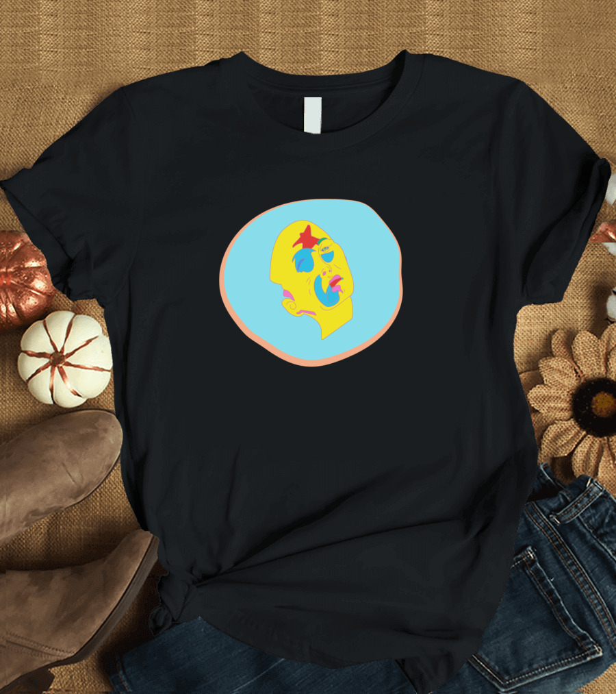 Colorful Star Face with Vibrant Lines T-Shirt