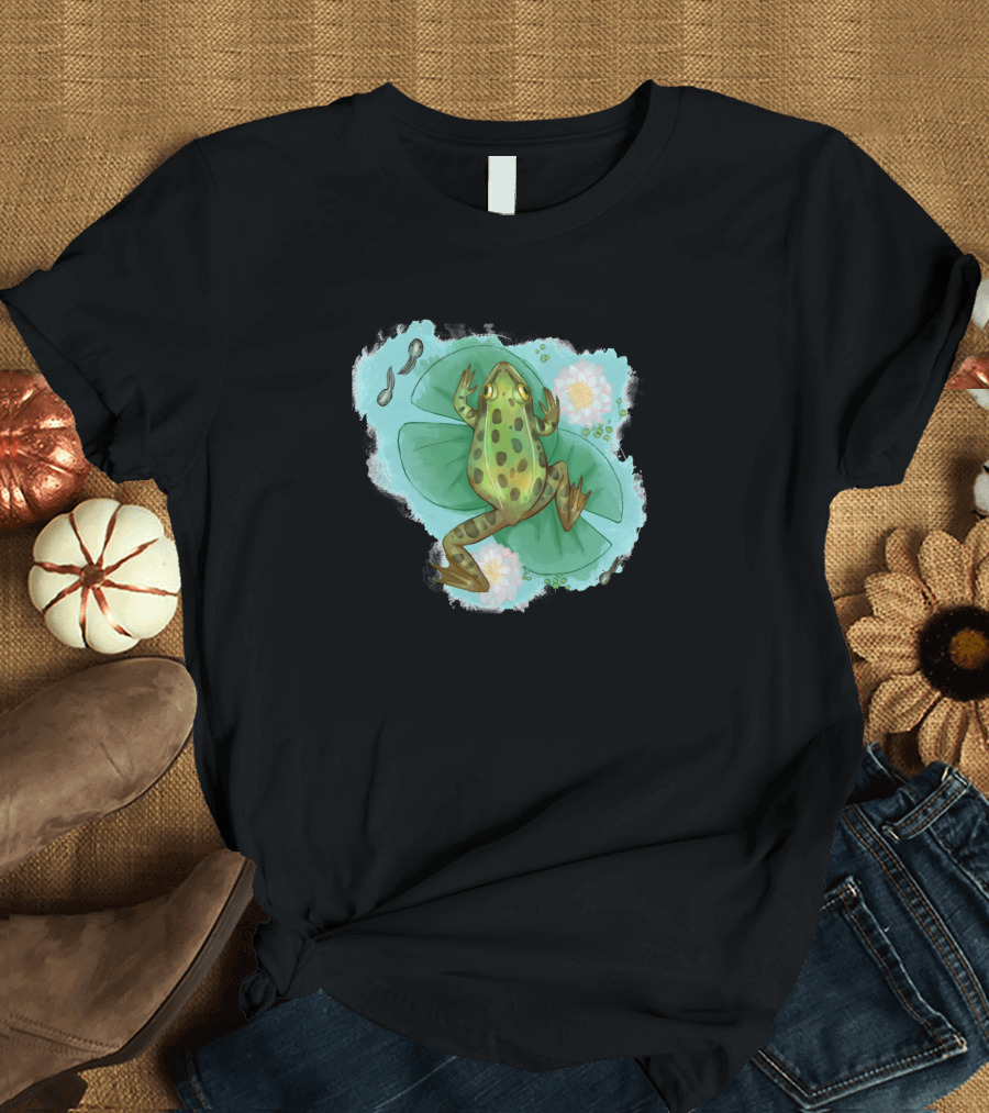 Frog Leopard Frog Water Lilies and Tadpoles T-Shirt
