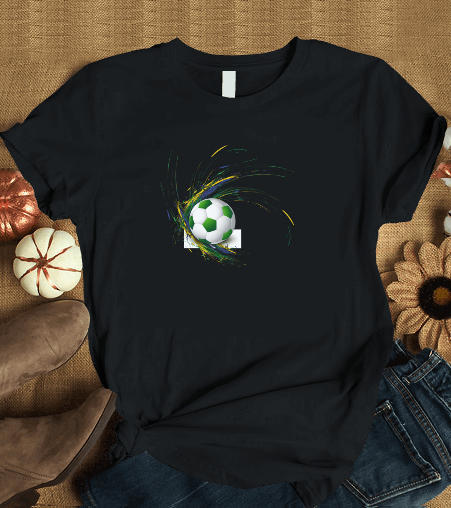 Green Swirl Soccer Ball T-Shirt