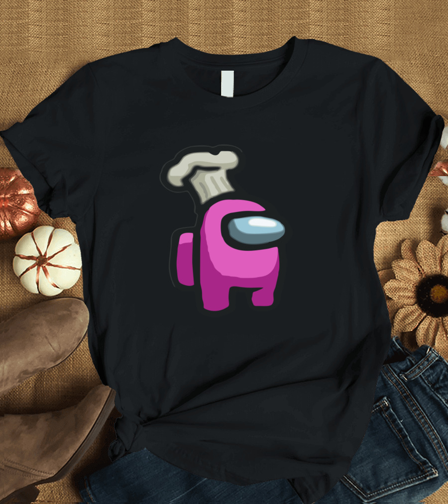 Pink Crewmate Chef Character Among Us T-Shirt