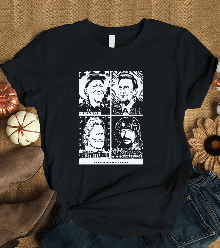 Nelson Johnny Cash Kristofferson Waylon The Highwaymen T-Shirt