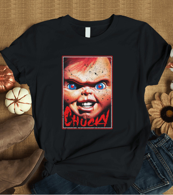 T-Shirt: Child's Play Chucky Horror Face Red and Blue Eyes T-Shirt Child's Play Chucky Horror Face Red and Blue Eyes T-Shirt