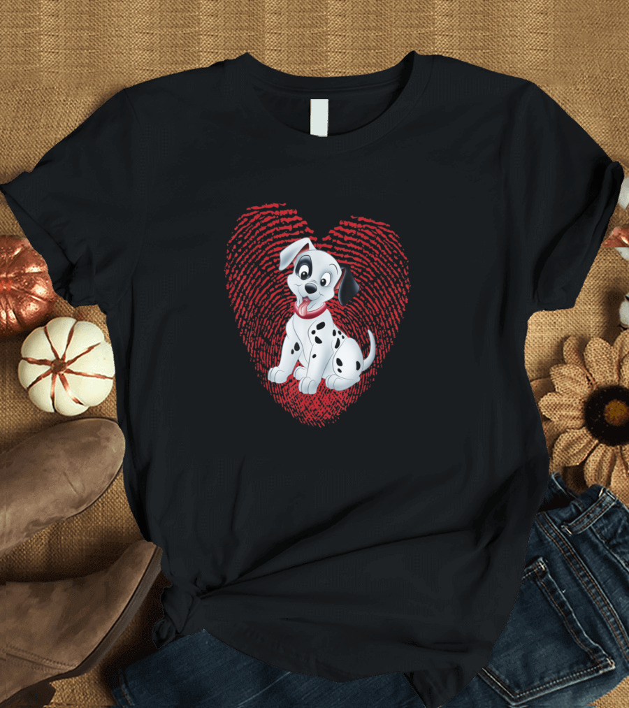 Dalmatian Heart Fingerprint Valentine Dog Owner Mom T-Shirt