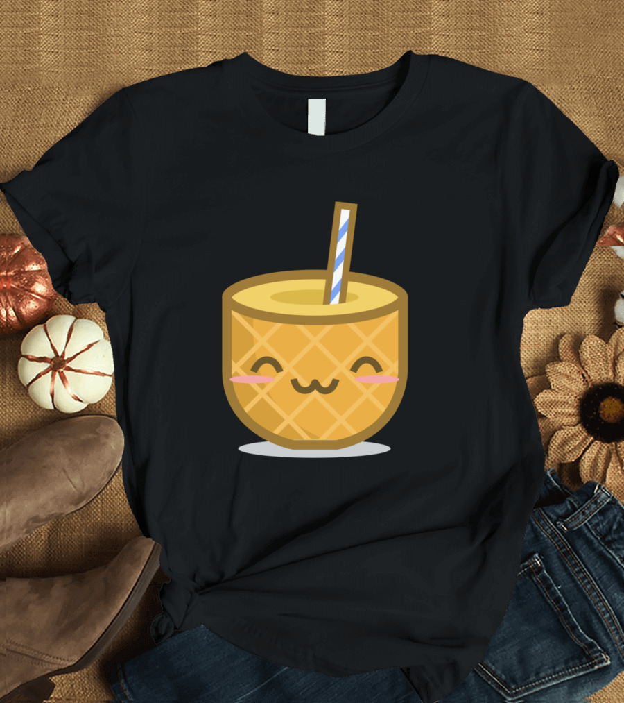 Pineapple Slurp Cute Kawaii Drink Face T-Shirt
