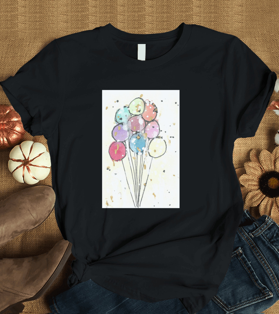 Balloons Watercolor Splatter T-Shirt