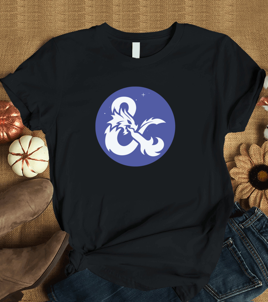 Dungeons And Dragons Ampersand Dragon Symbol Blue Circle T-Shirt