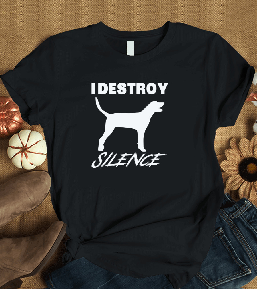 Funny Redbone Coonhound I Destroy Silence Dog Outline T-Shirt
