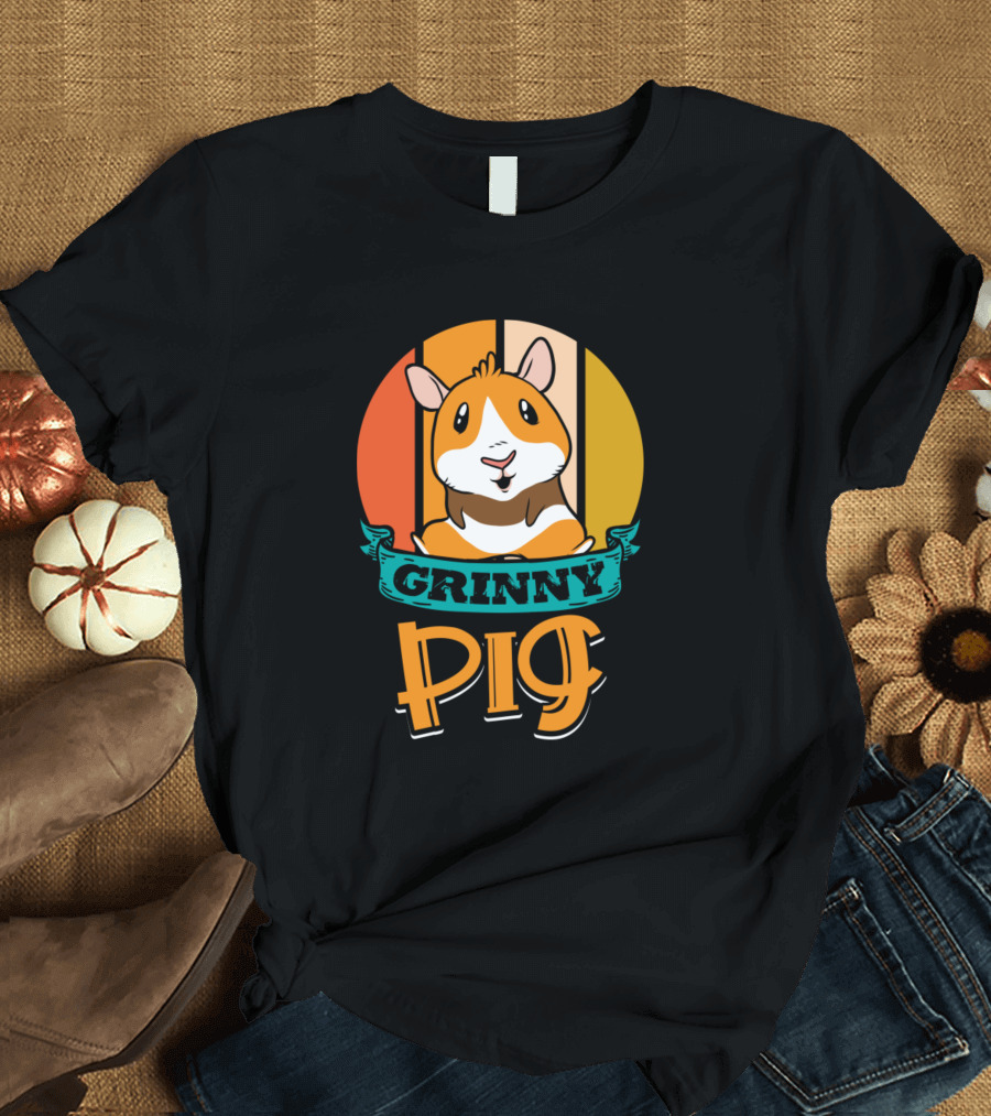 Grinny Pig Retro Stripes T-Shirt