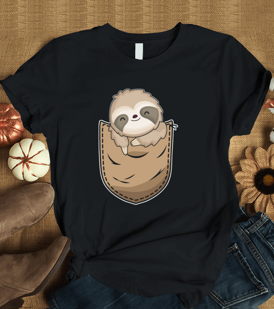 Funny Cute Sloth in Pocket Animal T-Shirt
