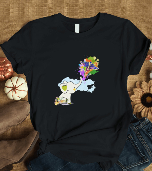 T-Shirt: Live Love Heal CNA Colorful Elephant with Medical Symbol Career Motivation T-Shirt Live Love Heal CNA Colorful Elephant with Medical Symbol Career Motivation T-Shirt