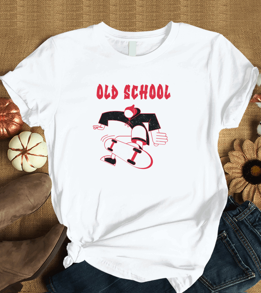 Old School Cartoon Skater Boy Skateboarding Trick T-Shirt