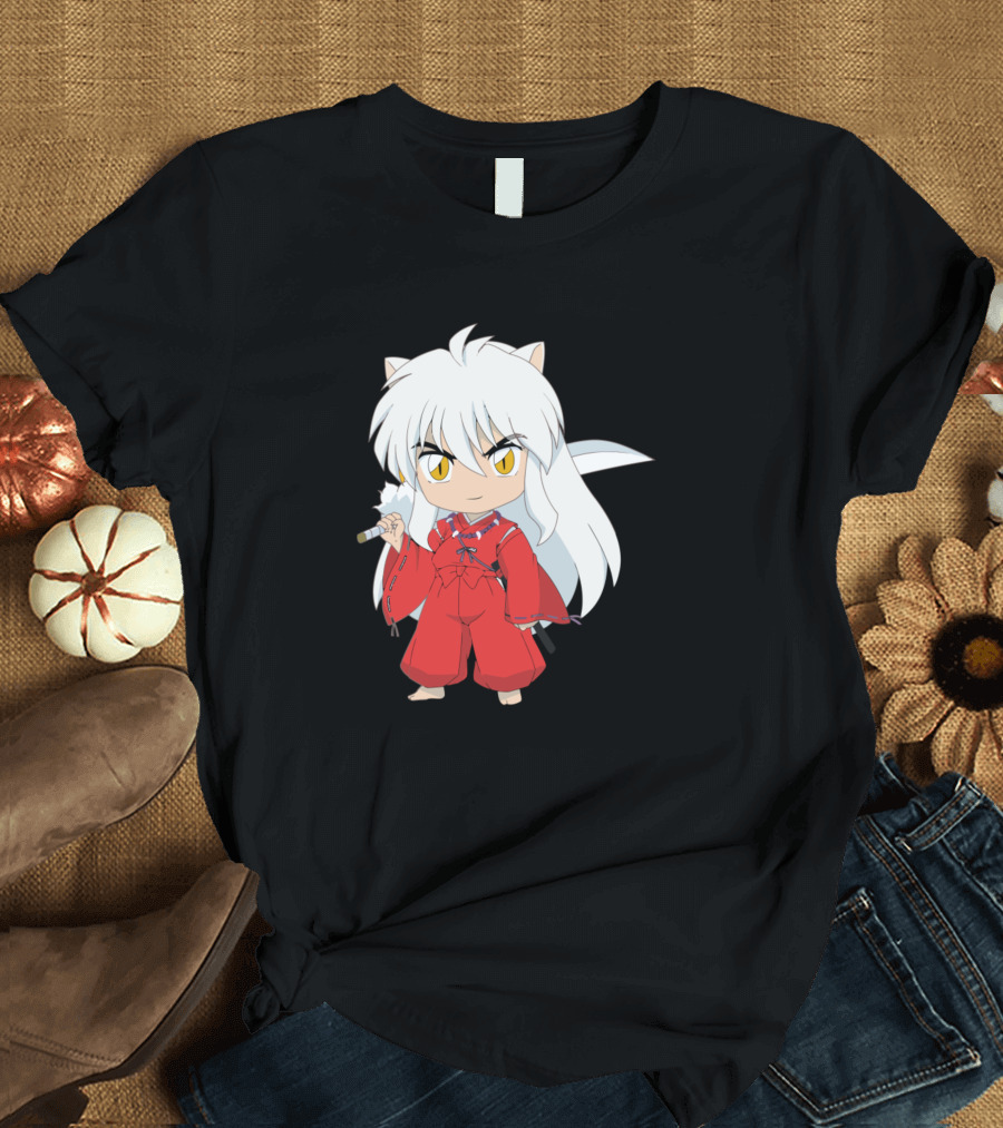 Chibi Petit Inuyasha Character in Red Kimono T-Shirt