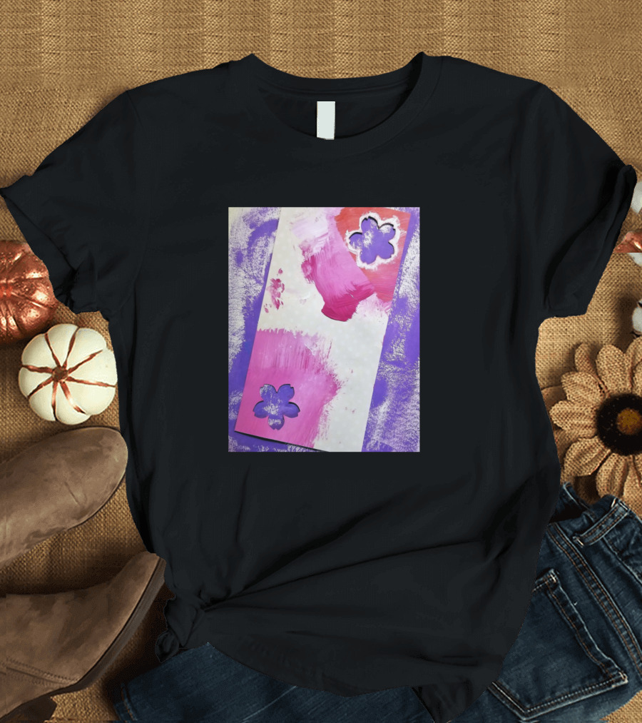Strange Sakura Cherry Blossom Paint Art Abstract Purple Pink Flower Cutouts T-Shirt
