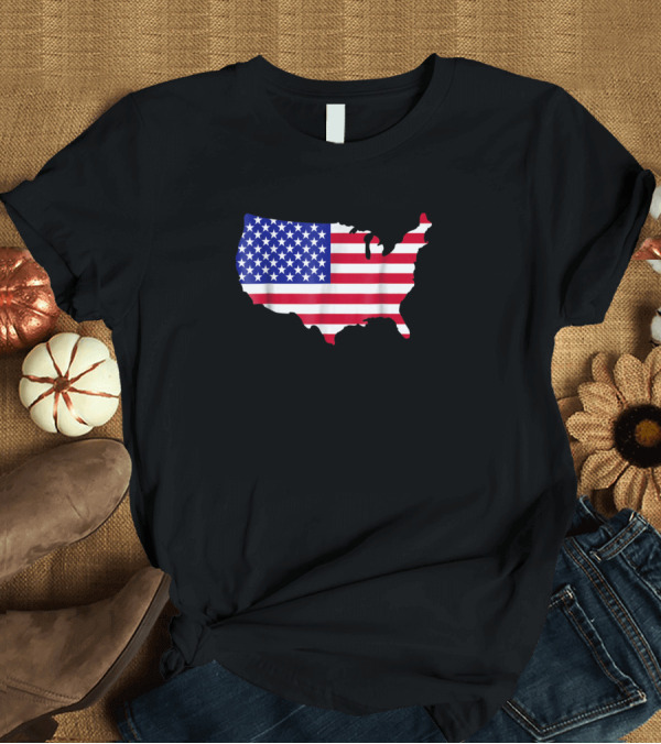 T-Shirt: USA Map Flag 357 American T-Shirt USA Map Flag 357 American T-Shirt