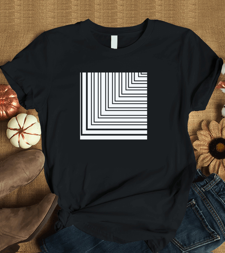 White Black Geometric Lines Optical Illusion T-Shirt