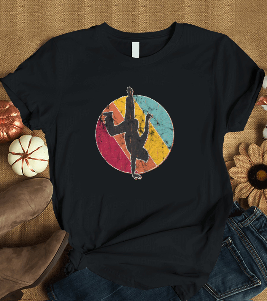 B Boy Breakdance Retro Freeze Silhouette Vintage Circle T-Shirt