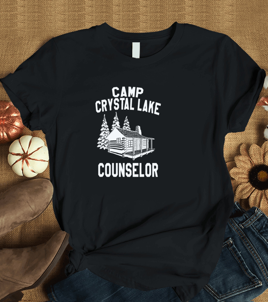 Camp Crystal Lake Counselor Cabin and Pine Trees T-Shirt