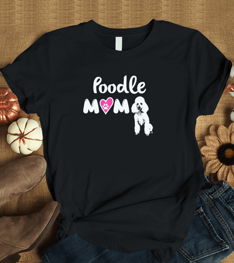 Poodle Mom Heart Pawprint T-Shirt
