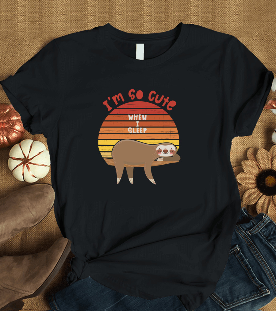 I'm So Cute When I Sleep Sloth Retro Sunset T-Shirt