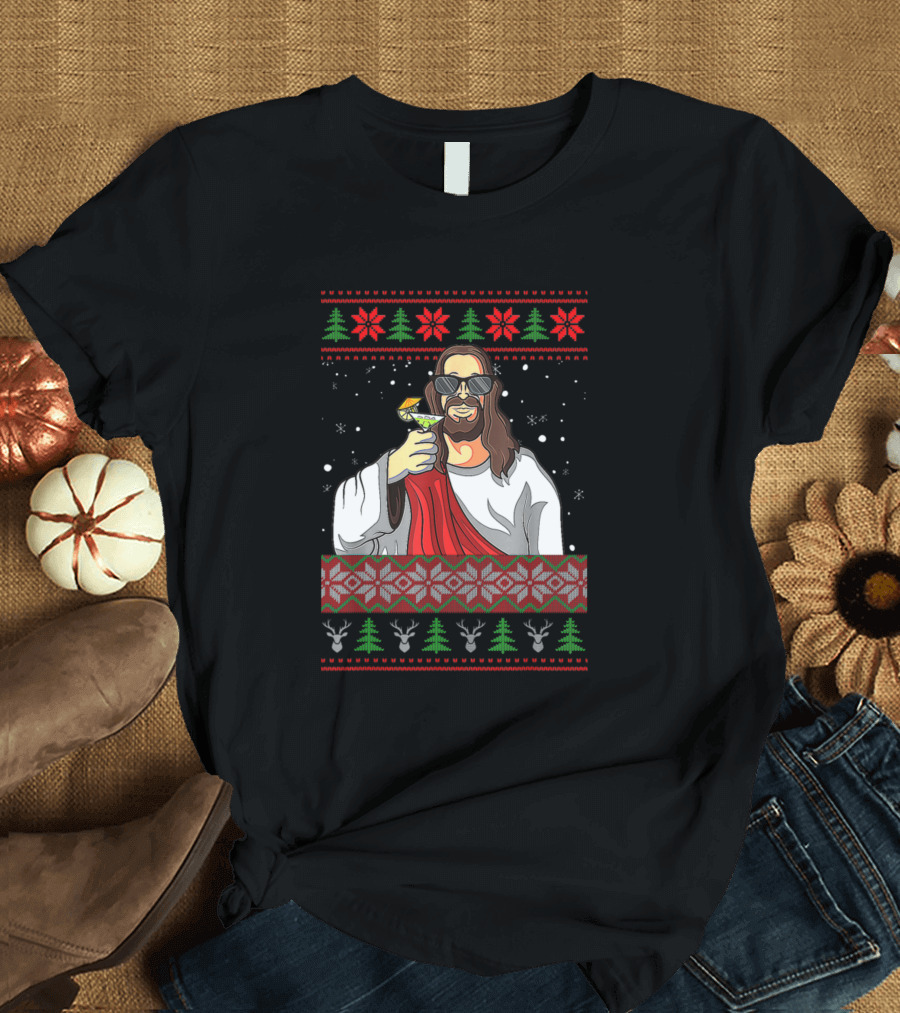 Jesus Ugly Christmas Sweater Birthday Boy T-Shirt