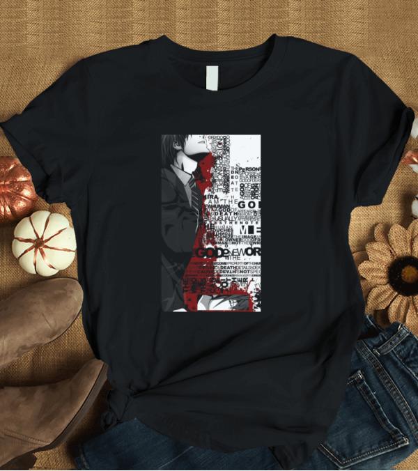 T-Shirt: Kira Death Note God of the New World Text T-Shirt Kira Death Note God of the New World Text T-Shirt