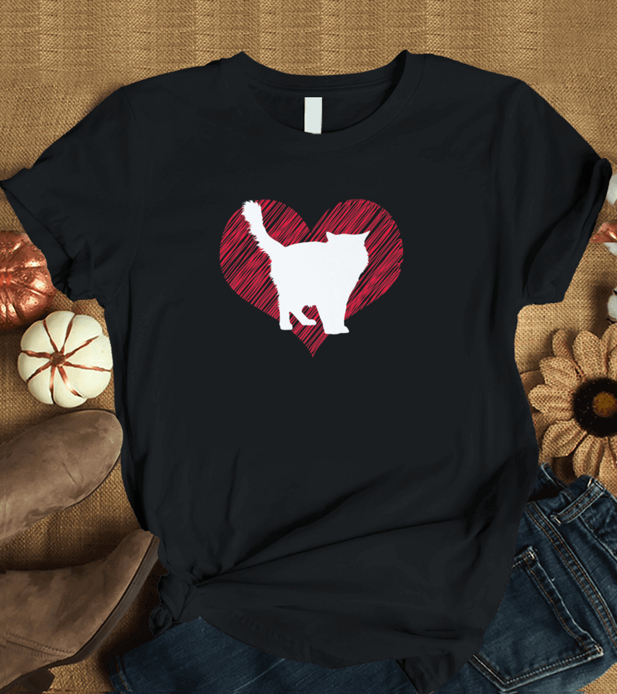 Ragdoll Cat Lover Heart Silhouette Birthday Owner T-Shirt