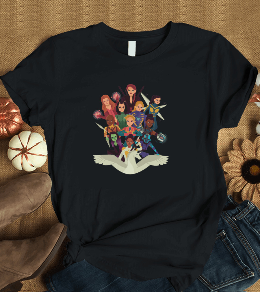 Marvel Women Avengers Assembling Together United in She Got Help Moment T-Shirt