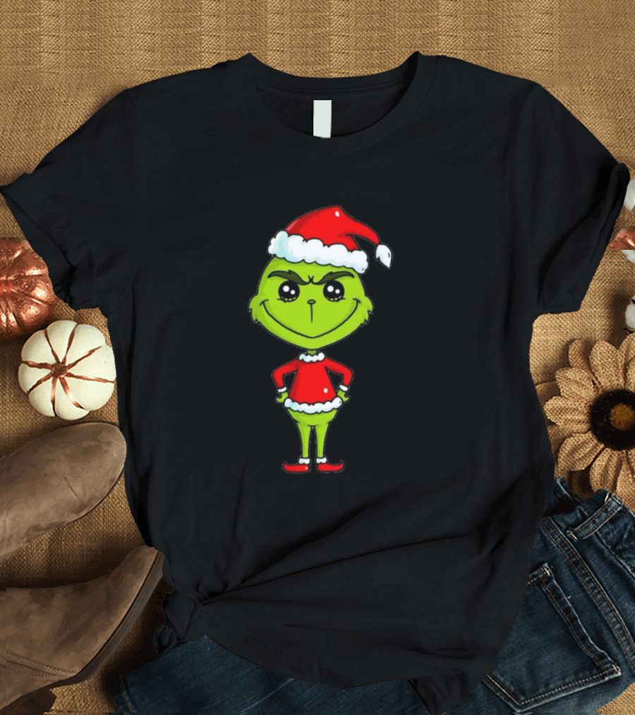Grinch Christmas Santa Hat Festive T-Shirt