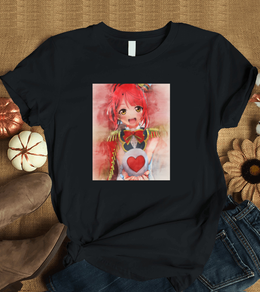 Uehara Ayumu Anime Girl Red Heart Watercolor T-Shirt
