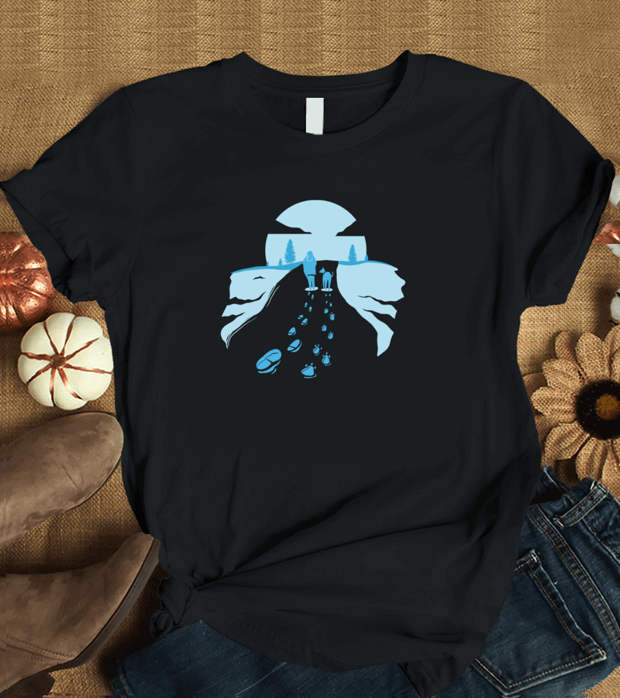 Winter Walks Snowy Landscape Footprints Pathway T-Shirt