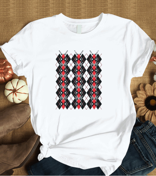 T-Shirt: Deadpool Argyle Pattern Black and Red Diamond Print T-Shirt Deadpool Argyle Pattern Black and Red Diamond Print T-Shirt