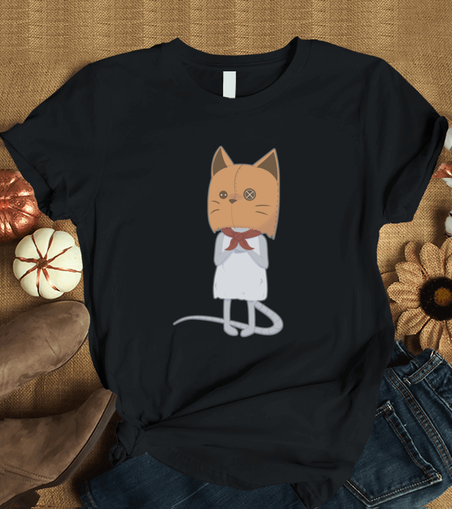 Mouse Disguised in Cat Mask with Button Eye T-Shirt
