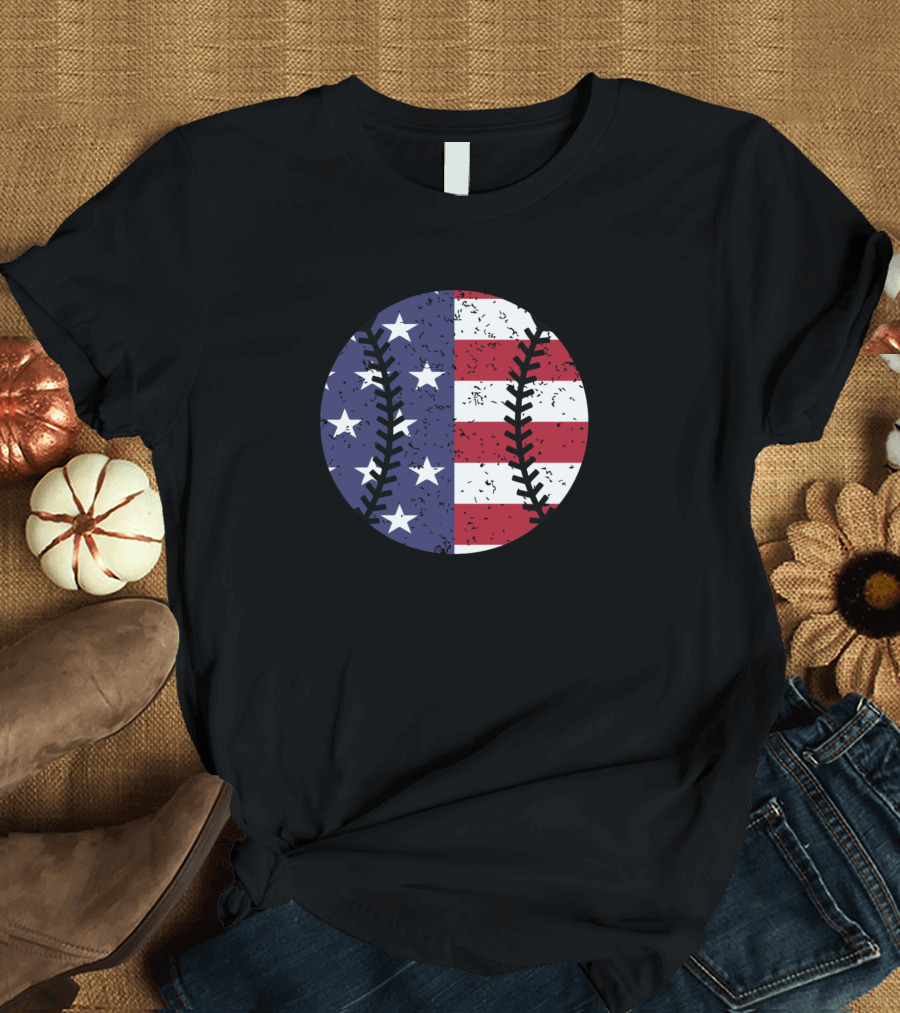 Baseball Womens Best Stars Stripes Flag Baseball T-Shirt