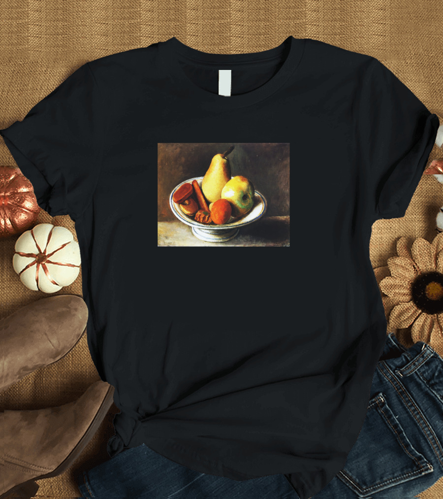 High Resolution Fruit Bowl With Fruit Pablo Picass Still Life Pear Apple Nuts T-Shirt