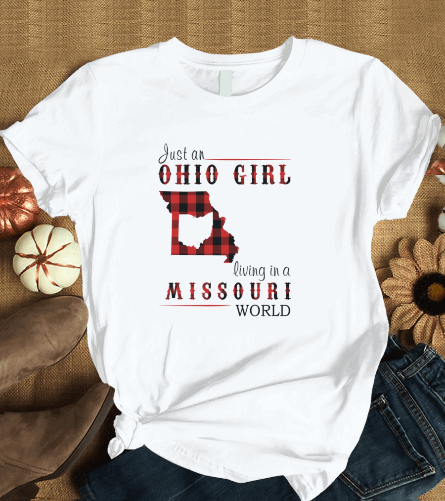 Ohio Girl Red Plaid Missouri World T-Shirt