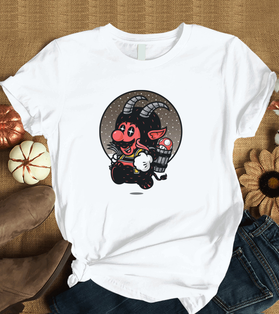 Krampus Jumps Super Mario Parody Mashup T-Shirt