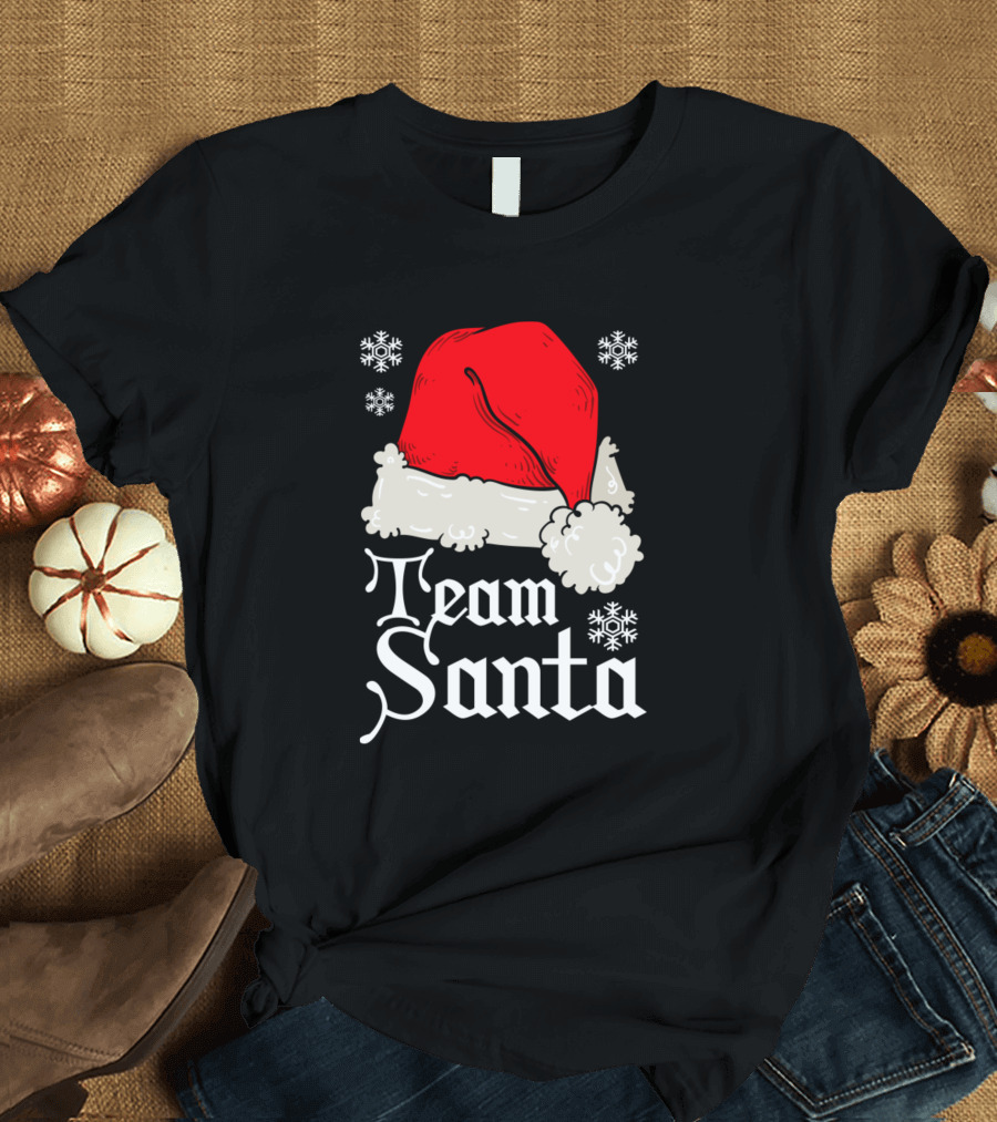 Team Santa Hat with Snowflakes Christmas Holiday T-Shirt