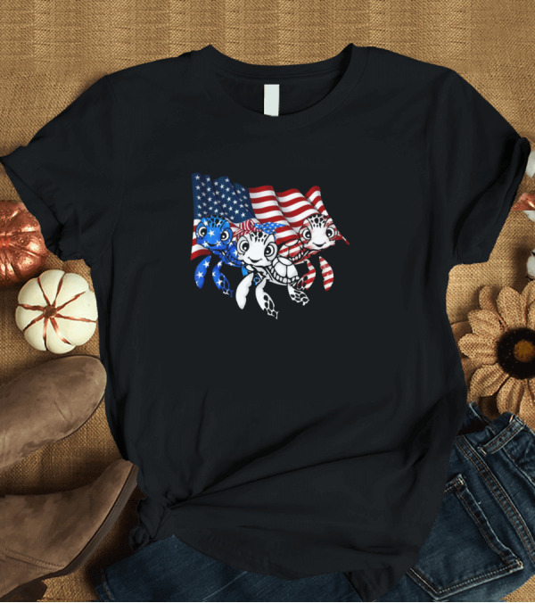 T-Shirt: American Flag Styled Turtles T-Shirt American Flag Styled Turtles T-Shirt